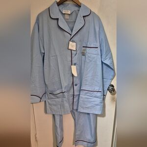 Men's Light Blue Pajama Set with Maroon Trim